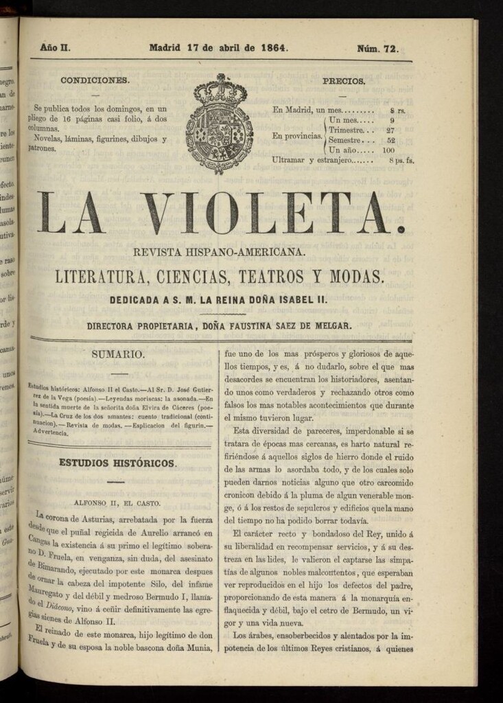 Miniatura de La Violeta: revista hispano-americana del 17 de abril de 1864, nº 72