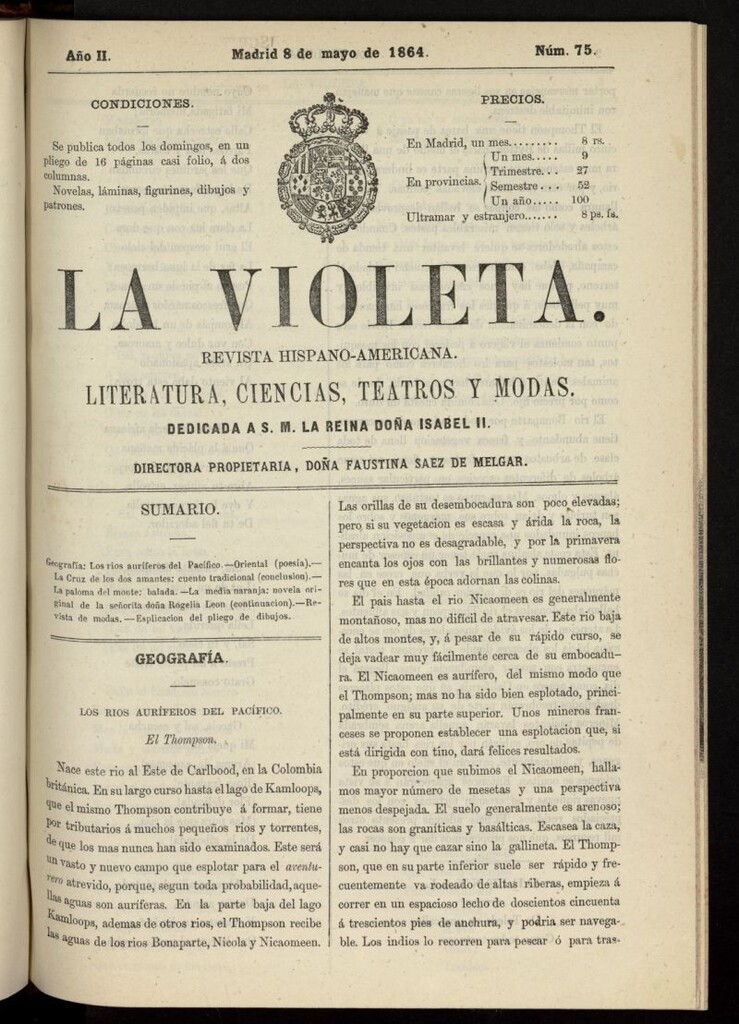 Miniatura de La Violeta: revista hispano-americana del 8 de mayo de 1864, nº 75