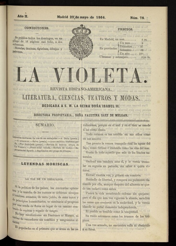 Miniatura de La Violeta: revista hispano-americana del 29 de mayo de 1864, nº 78