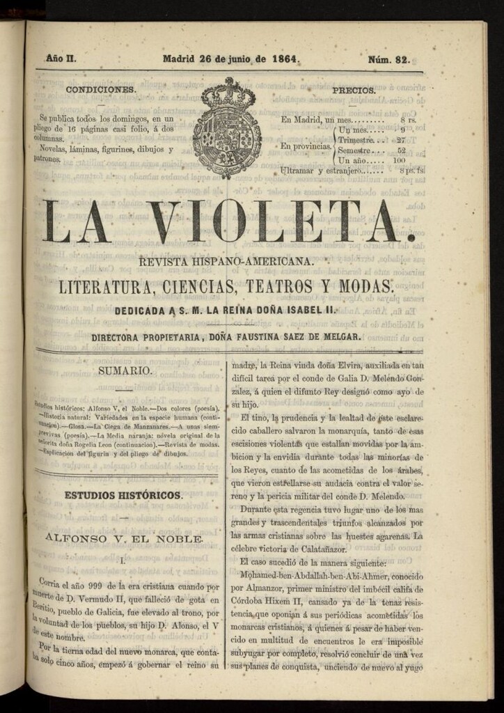 Miniatura de La Violeta: revista hispano-americana del 26 de junio de 1864, nº 82