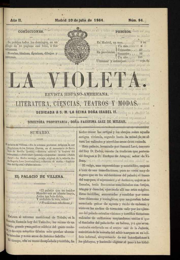 Miniatura de La Violeta: revista hispano-americana del 10 de julio de 1864, nº 84