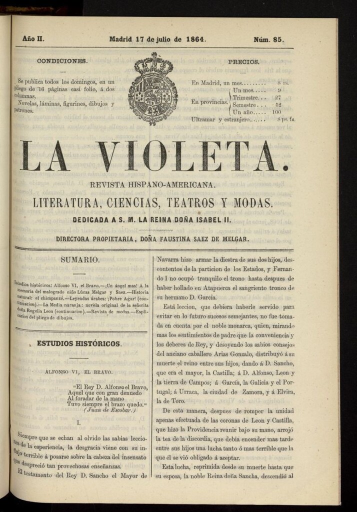 Miniatura de La Violeta: revista hispano-americana del 17 de julio de 1864, nº 85