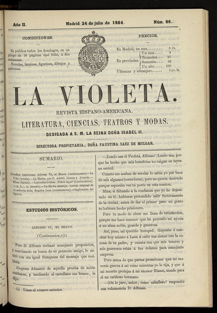 Miniatura de La Violeta: revista hispano-americana del 24 de julio de 1864, nº 86