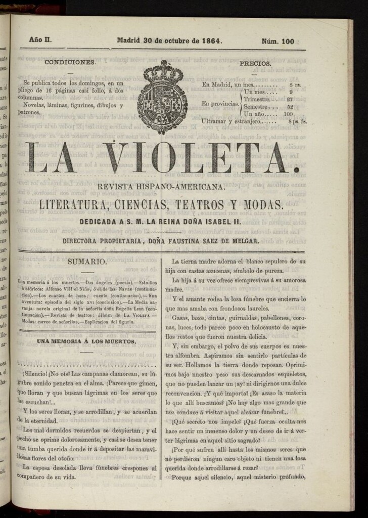 Miniatura de La Violeta: revista hispano-americana del 30 de octubre de 1864, nº 100