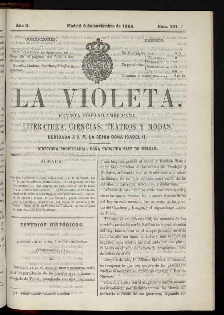 Miniatura de La Violeta: revista hispano-americana del 6 de noviembre de 1864, nº 101