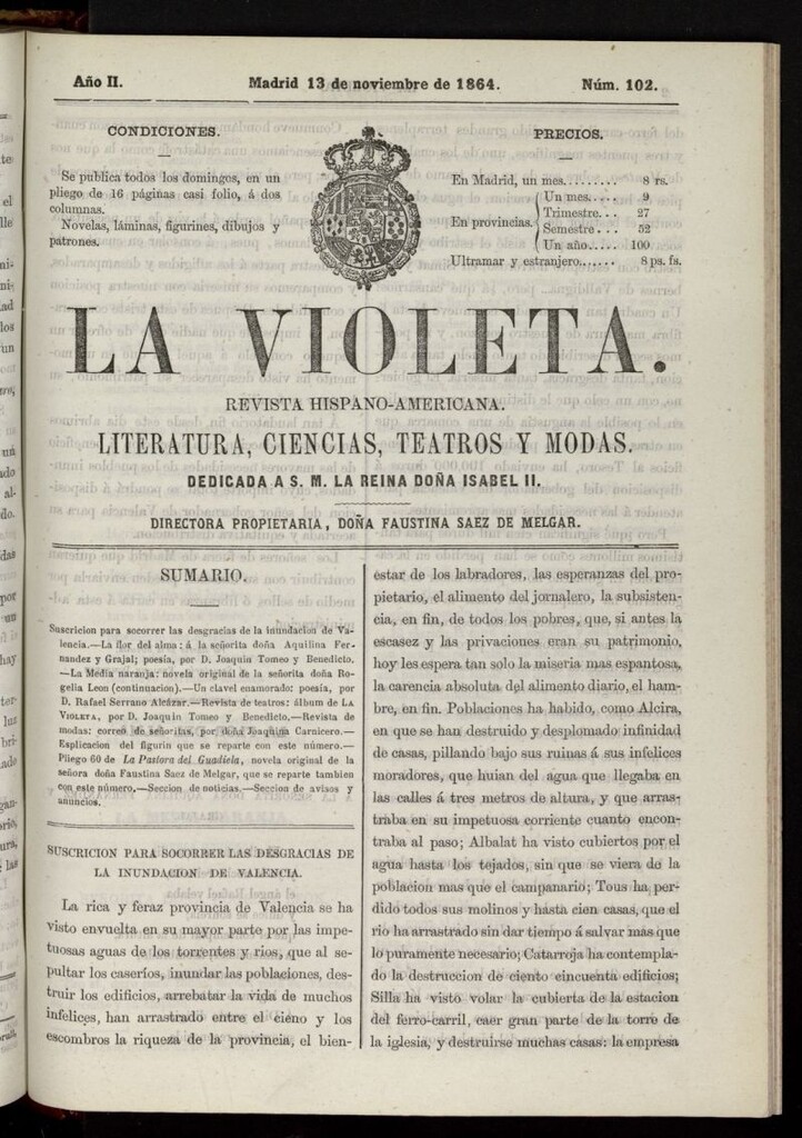 Miniatura de La Violeta: revista hispano-americana del 13 de noviembre de 1864, nº 102