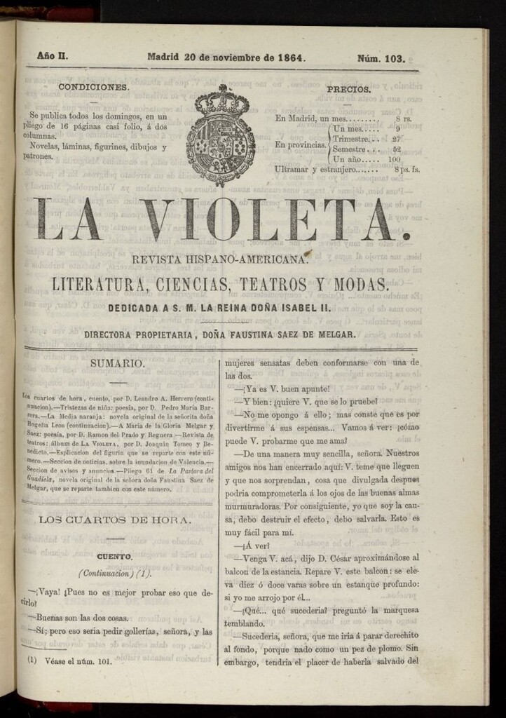Miniatura de La Violeta: revista hispano-americana del 20 de noviembre de 1864, nº 103