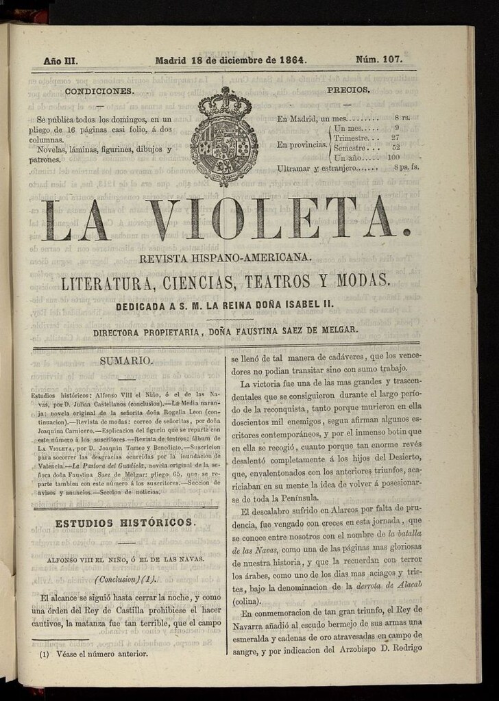 Miniatura de La Violeta: revista hispano-americana del 18 de diciembre de 1864, nº 107