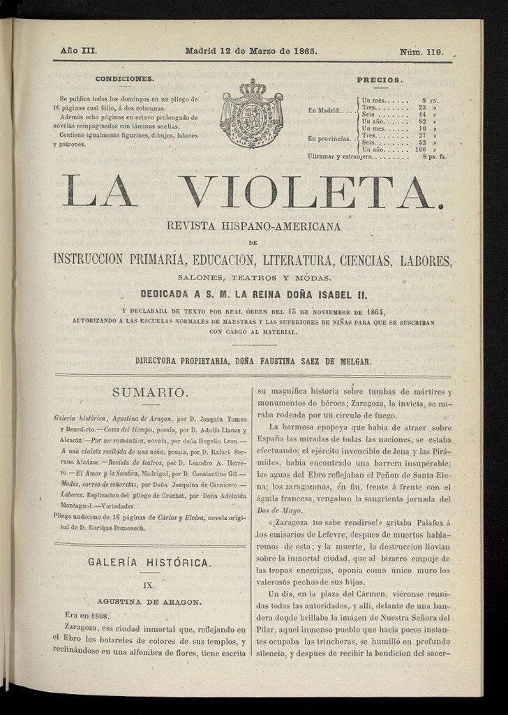 Miniatura de La Violeta: revista hispano-americana del 12 de marzo de 1865, nº 119