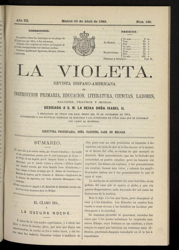 Miniatura de La Violeta: revista hispano-americana del 30 de abril de 1865, nº 126