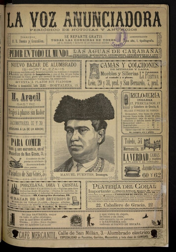 Miniatura de La Voz Anunciadora: Periódico de Noticias y Anuncios del 29 de mayo de 1890