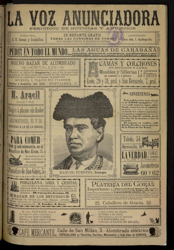 Miniatura de La Voz Anunciadora: Periódico de Noticias y Anuncios del 4 de junio de 1890