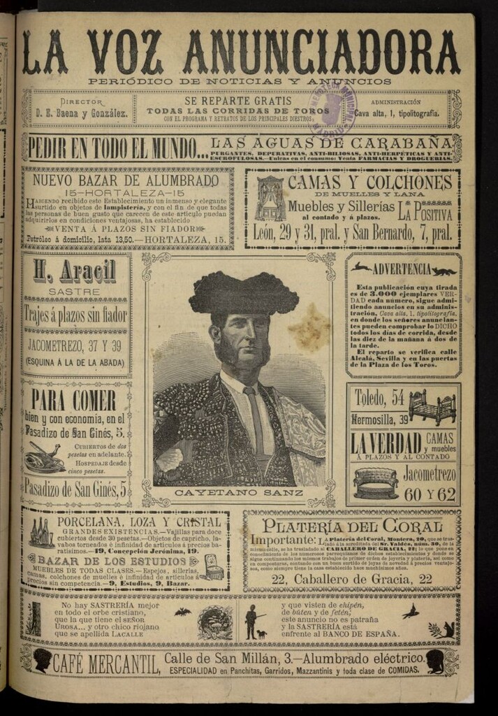 Miniatura de La Voz Anunciadora: Periódico de Noticias y Anuncios del 8 de junio de 1890