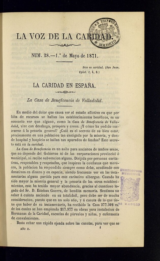 Miniatura de La Voz de la Caridad del 1 de mayo de 1871