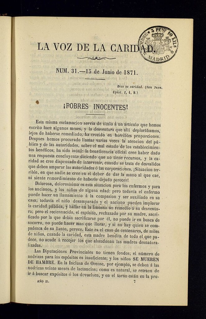 Miniatura de La Voz de la Caridad del 15 de junio de 1871