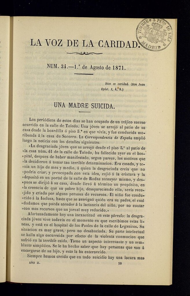 Miniatura de La Voz de la Caridad del 1 de agosto de 1871