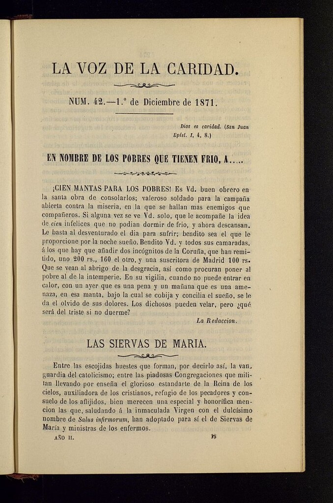 Miniatura de La Voz de la Caridad del 1 de diciembre de 1871
