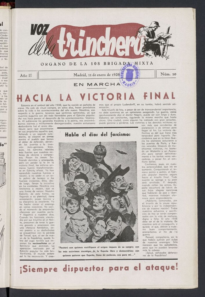 Miniatura de La voz de la trinchera: órgano de la 108 brigada mixta del 11 de enero de 1938