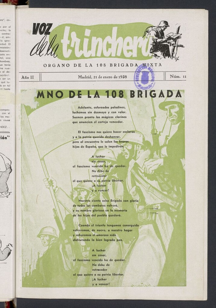 Miniatura de La voz de la trinchera: órgano de la 108 brigada mixta del 21 de enero de 1938