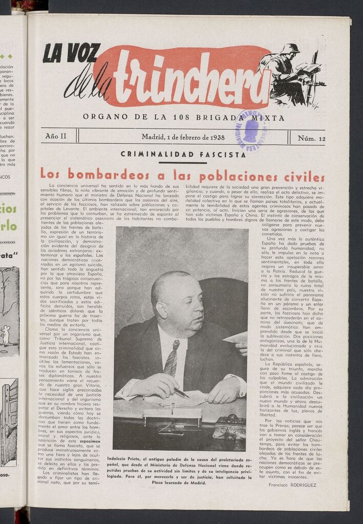 Miniatura de La voz de la trinchera: órgano de la 108 brigada mixta del 1 de febrero de 1938