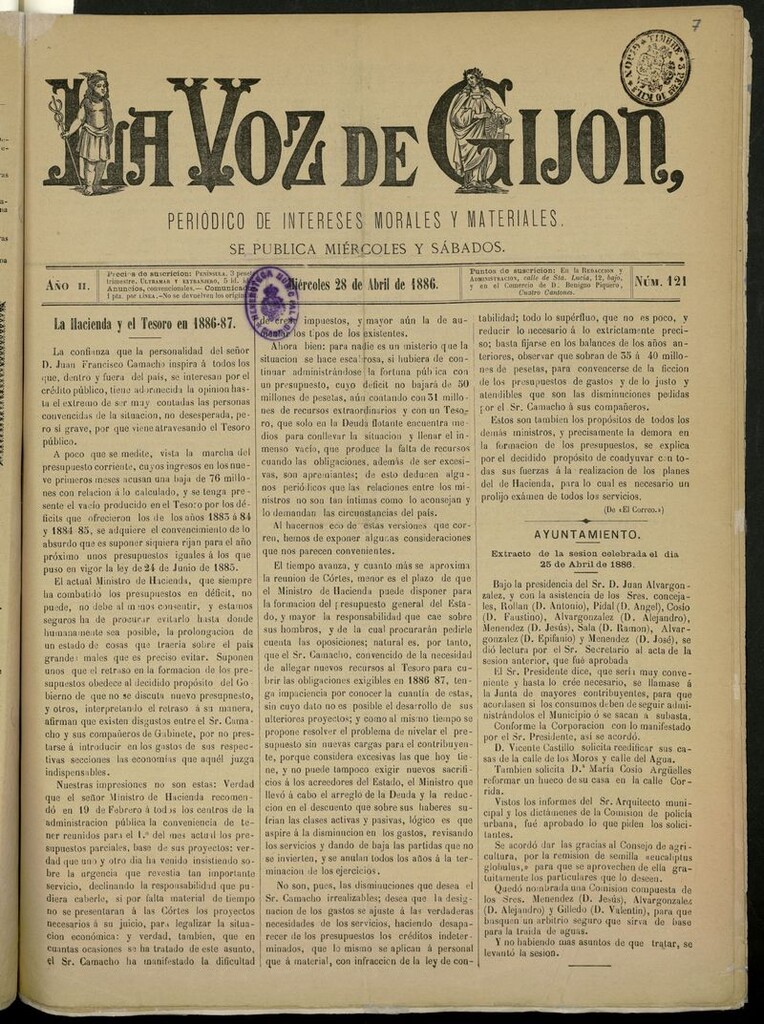 Miniatura de La Voz de Gijón del 28 de abril de 1886