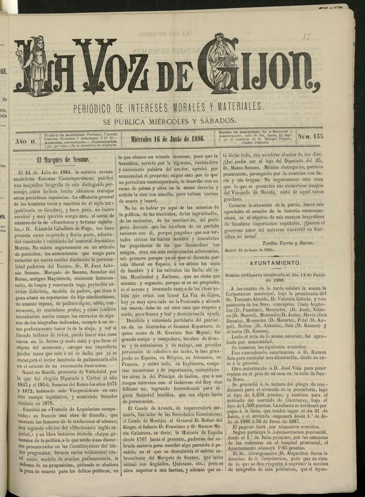 Miniatura de La Voz de Gijón del 16 de junio de 1886