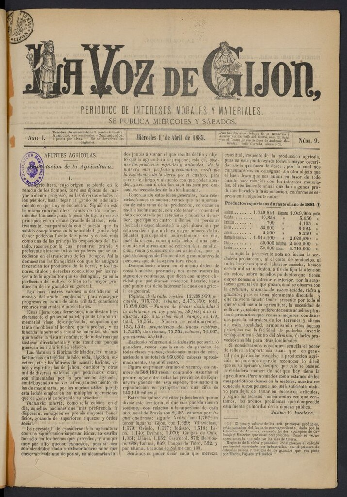 Miniatura de La voz de Gijón del 1 de abril de 1885
