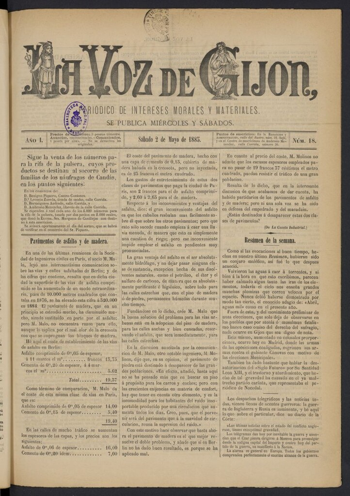 Miniatura de La voz de Gijón del 2 de mayo de 1885