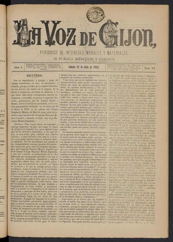 Miniatura de La voz de Gijón del 25 de julio de 1885