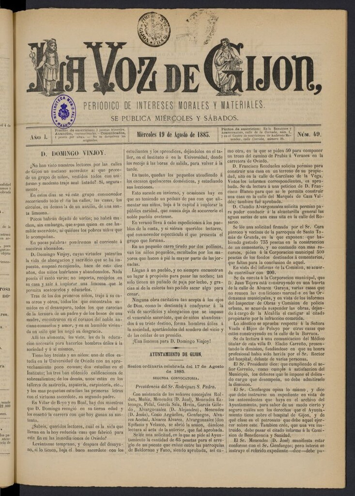 Miniatura de La voz de Gijón del 19 de agosto de 1885