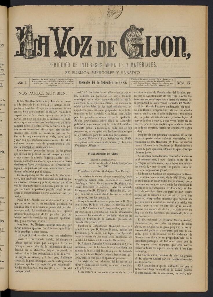 Miniatura de La voz de Gijón del 16 de septiembre de 1885