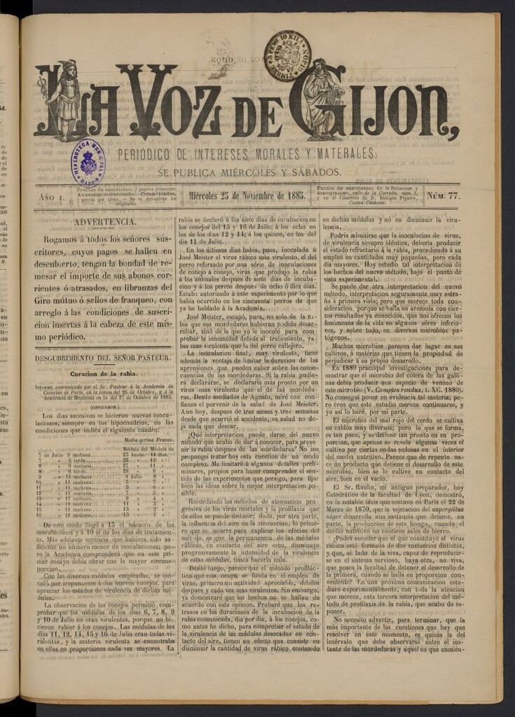 Miniatura de La voz de Gijón del 25 de noviembre de 1885