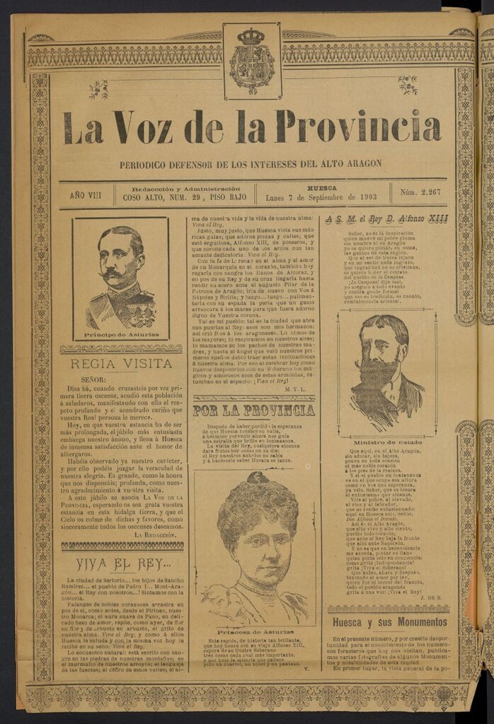 Miniatura de La Voz de la Provincia (Huesca. 1896) del 7 de septiembre de 1903