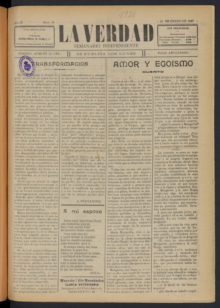 Miniatura de La verdad: semanario independiente del 21 de enero de 1929