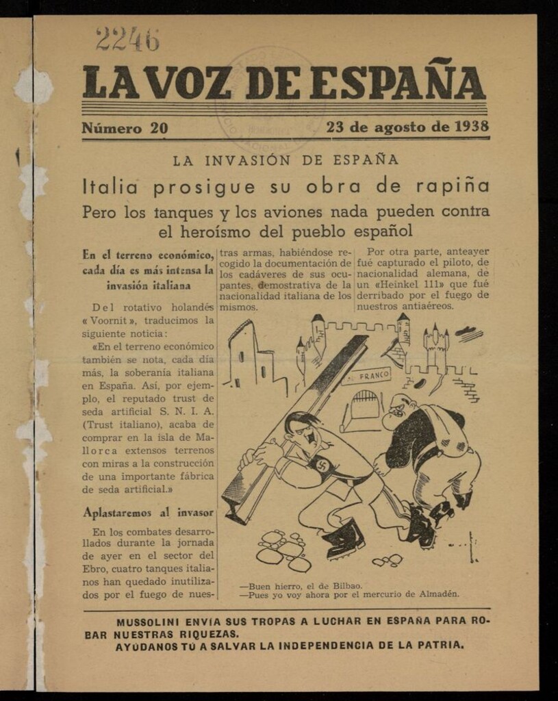Miniatura de La Voz de España del 23 de agosto de 1938