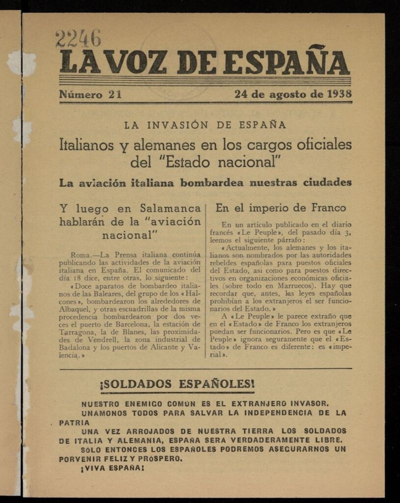Miniatura de La Voz de España del 24 de agosto de 1938