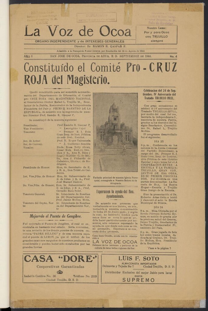 Miniatura de La Voz de Ocoa de septiembre de 1944