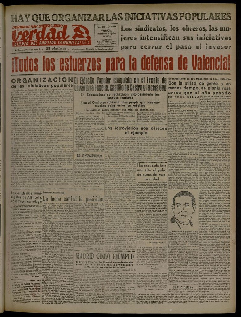 Miniatura de La Verdad: órgano del Partido Comunista del 13 de julio de 1938