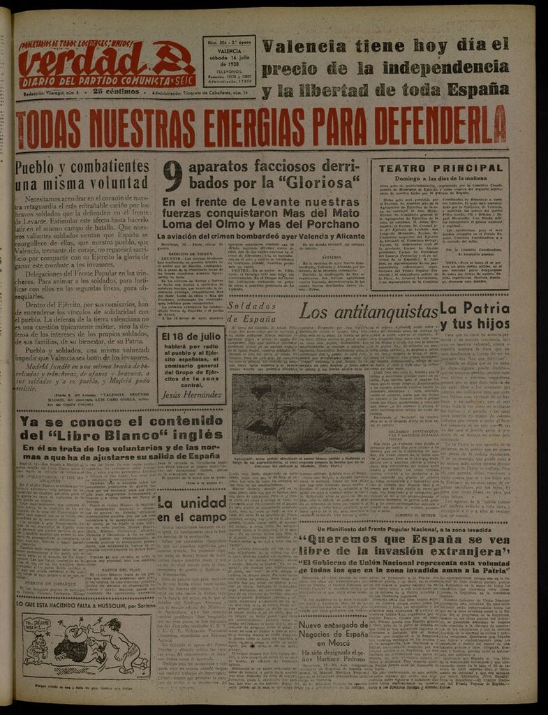 Miniatura de La Verdad: órgano del Partido Comunista del 16 de julio de 1938