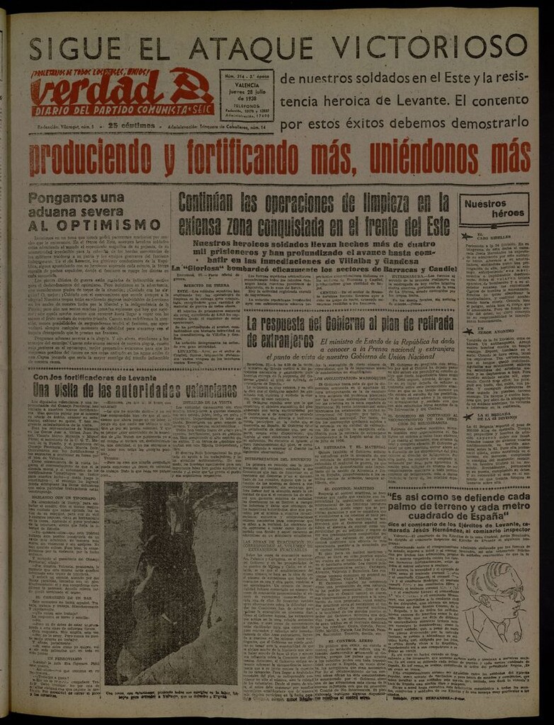 Miniatura de La Verdad: órgano del Partido Comunista del 28 de julio de 1938