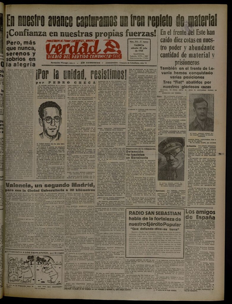 Miniatura de La Verdad: órgano del Partido Comunista del 30 de julio de 1938