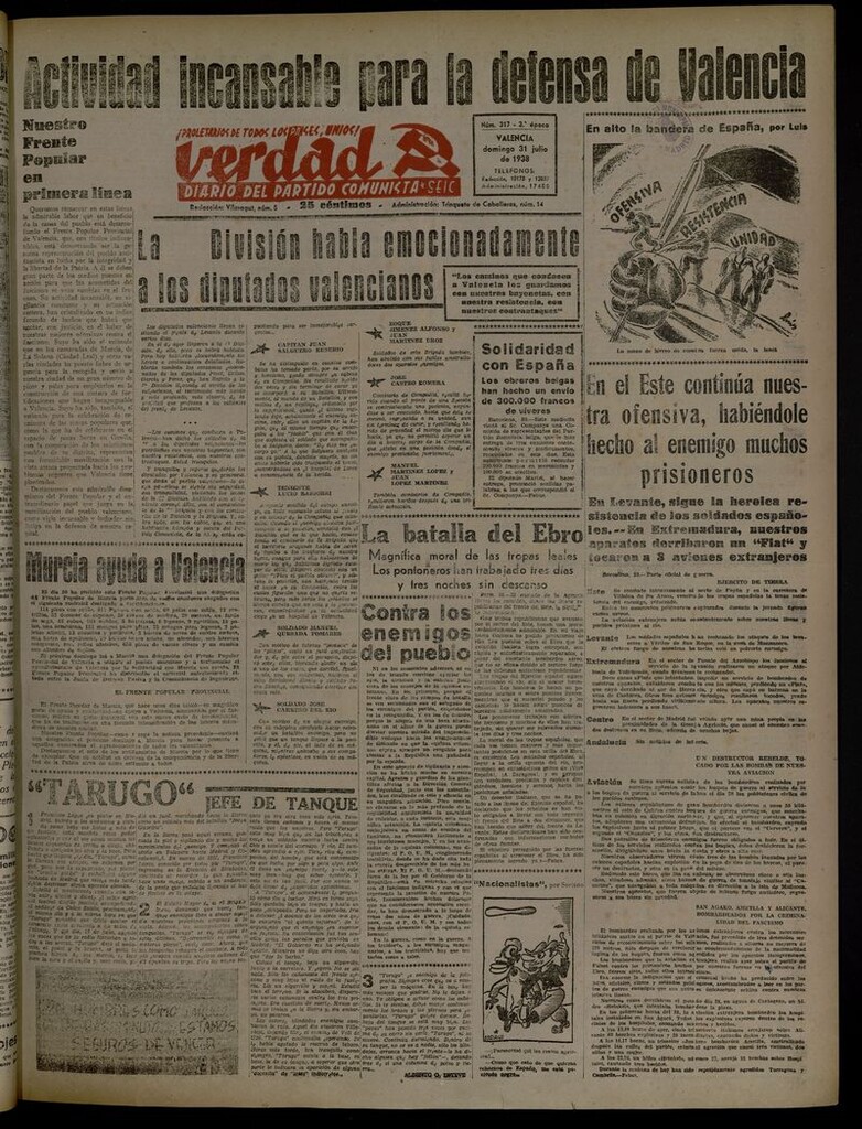 Miniatura de La Verdad: órgano del Partido Comunista del 31 de julio de 1938