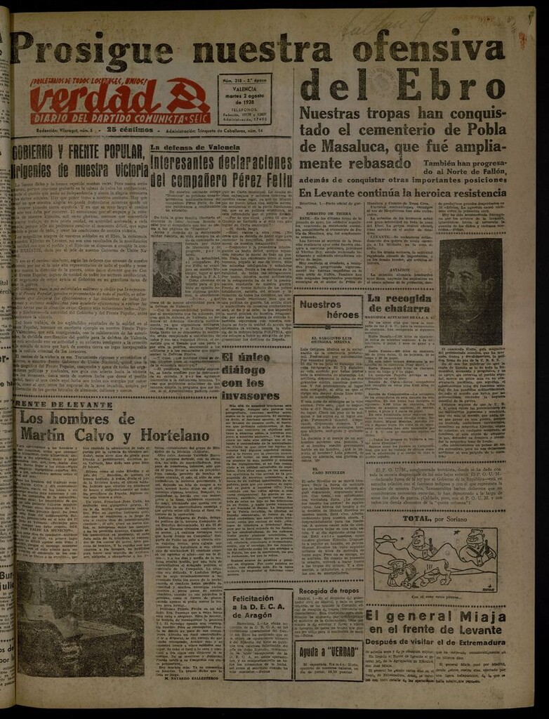 Miniatura de La Verdad: órgano del Partido Comunista del 2 de agosto de 1938