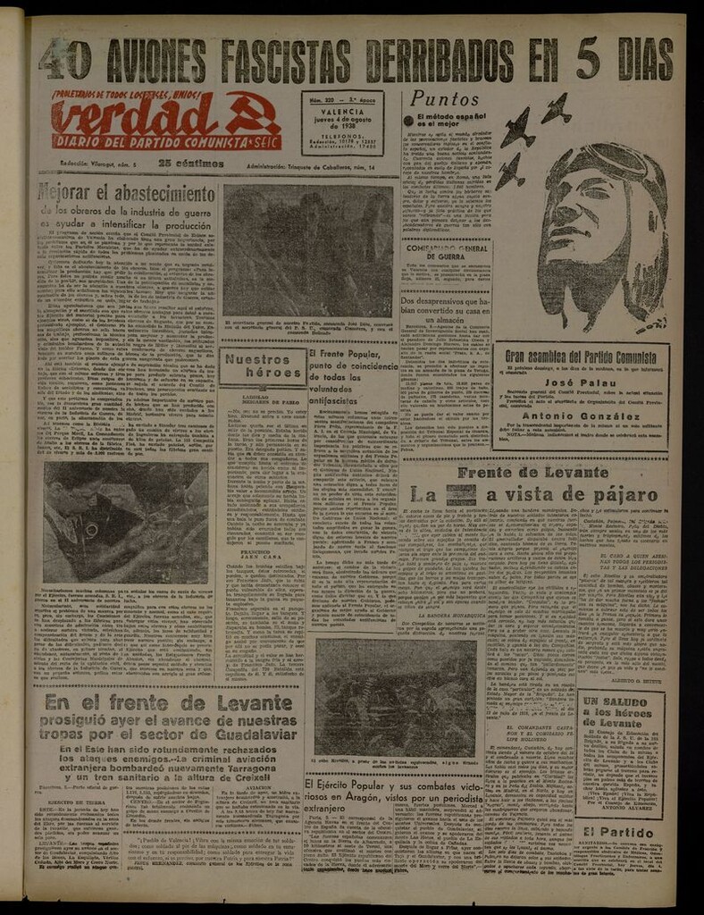Miniatura de La Verdad: órgano del Partido Comunista del 4 de agosto de 1938