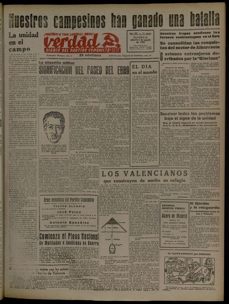 Miniatura de La Verdad: órgano del Partido Comunista del 6 de agosto de 1938