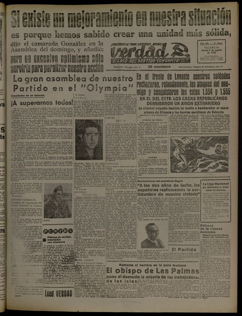 Miniatura de La Verdad: órgano del Partido Comunista del 9 de agosto de 1938
