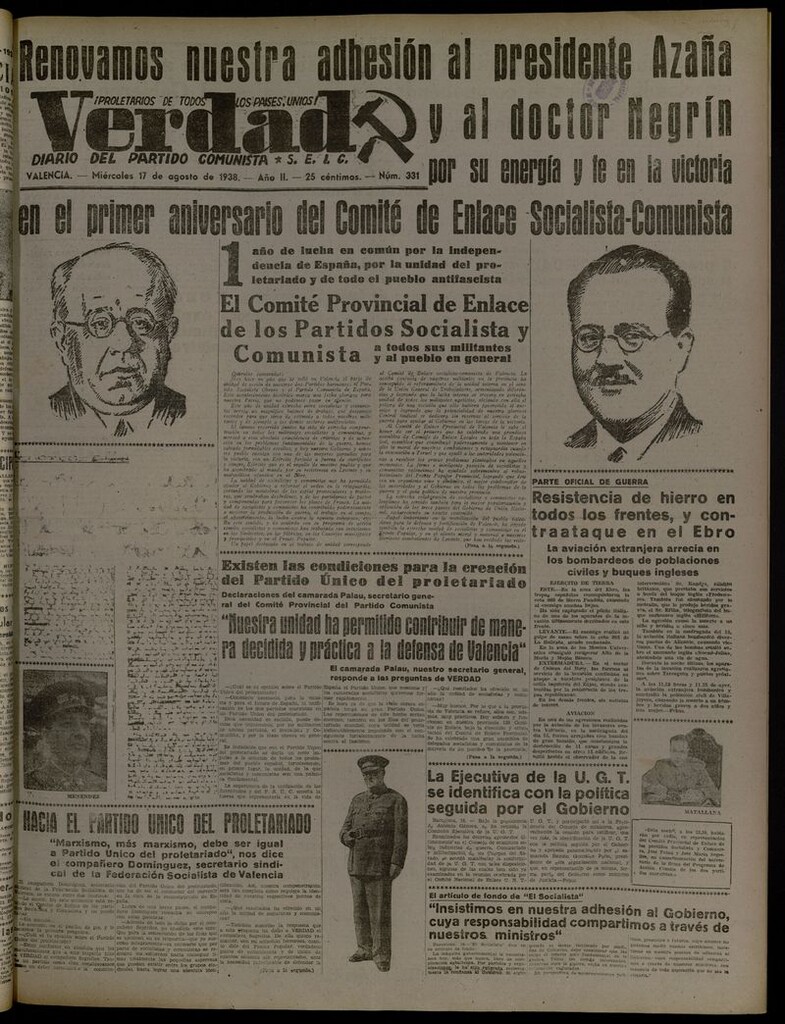Miniatura de La Verdad: órgano del Partido Comunista del 17 de agosto de 1938