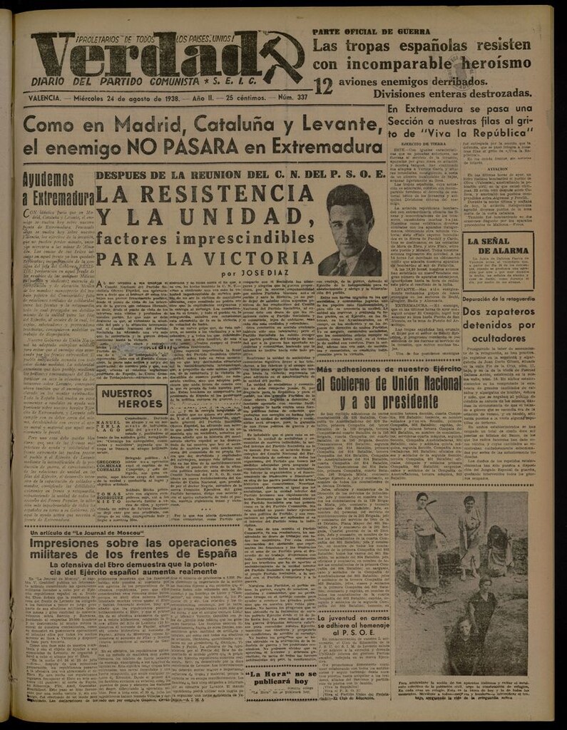 Miniatura de La Verdad: órgano del Partido Comunista del 24 de agosto de 1938