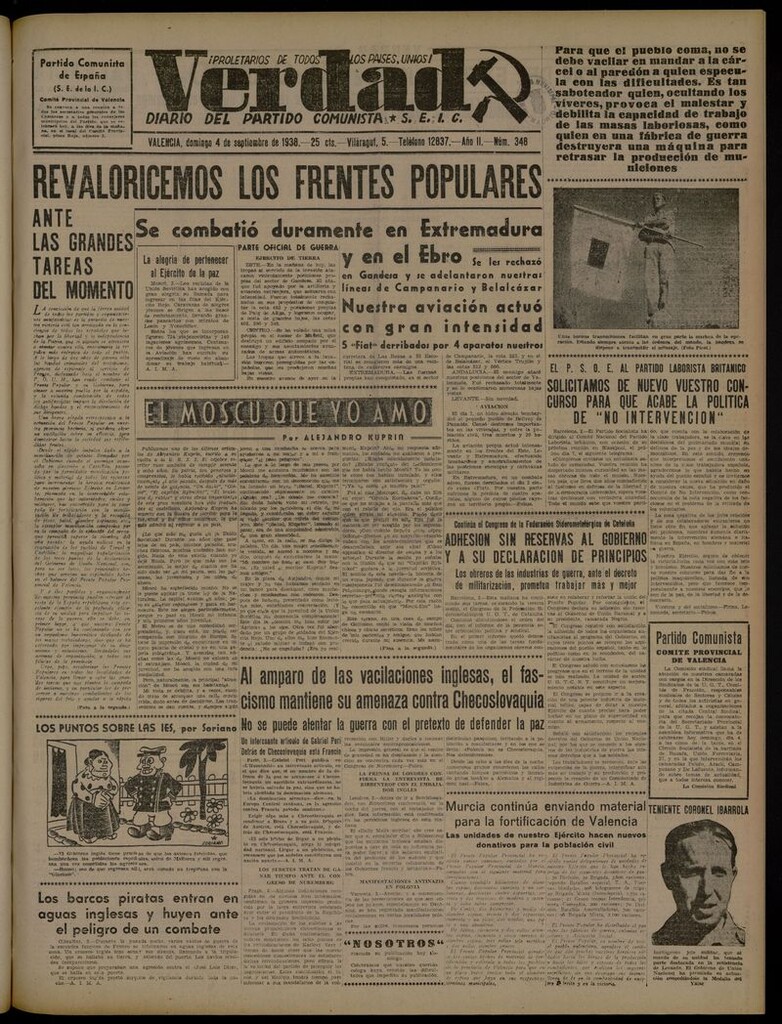 Miniatura de La Verdad: órgano del Partido Comunista del 4 de septiembre de 1938