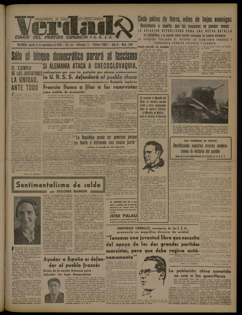Miniatura de La Verdad: órgano del Partido Comunista del 6 de septiembre de 1938
